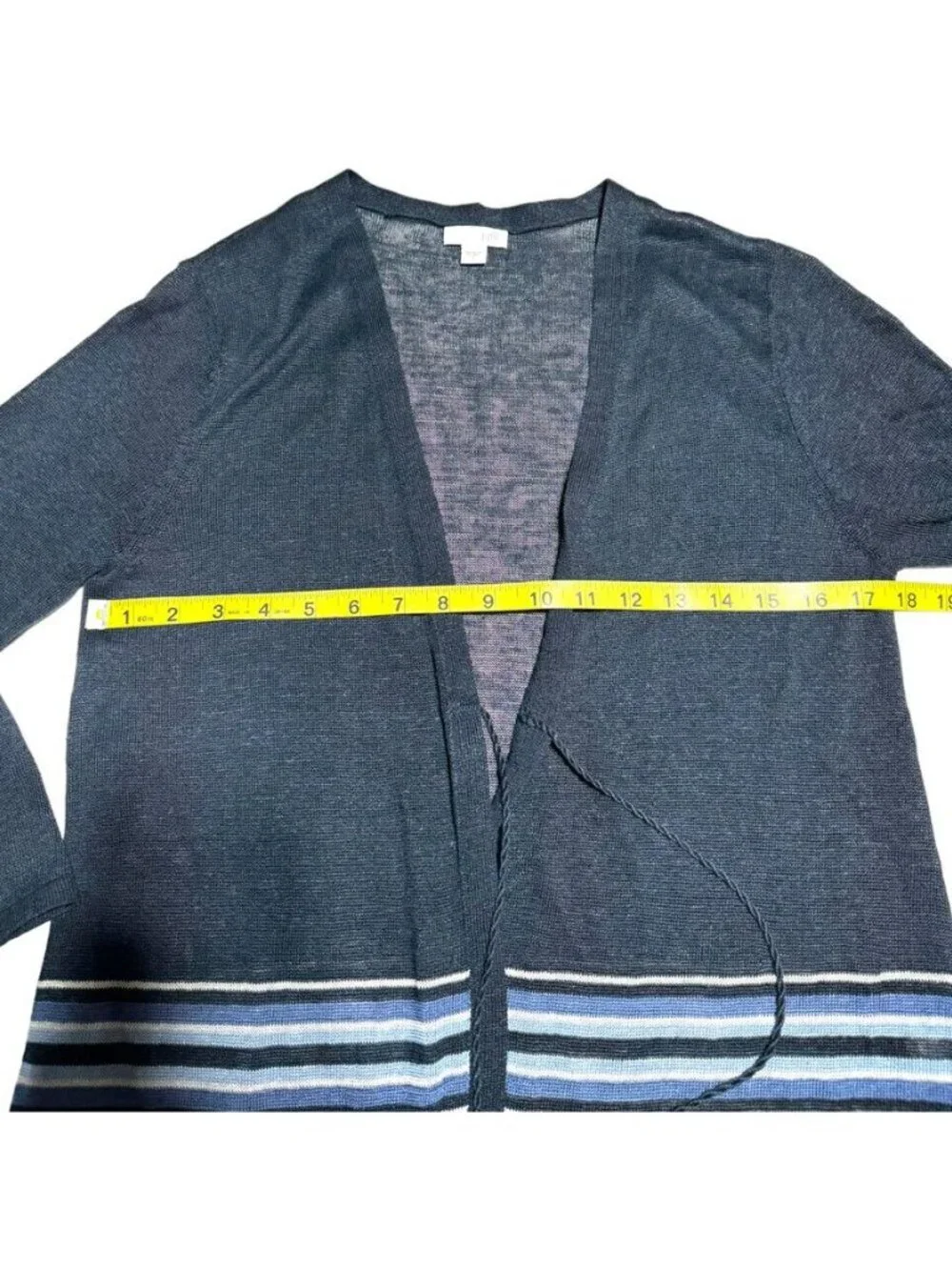 J. Jill Blue Linen Long Striped Cardigan Blue Size Small - Picture 3 of 8